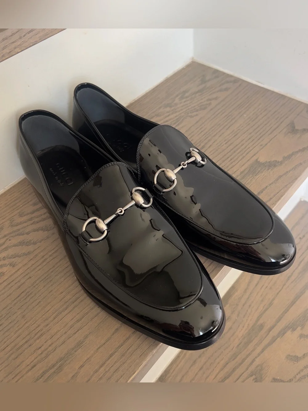 Gucci Men's Next Patent Leather Bit Loafers in Black NWOB